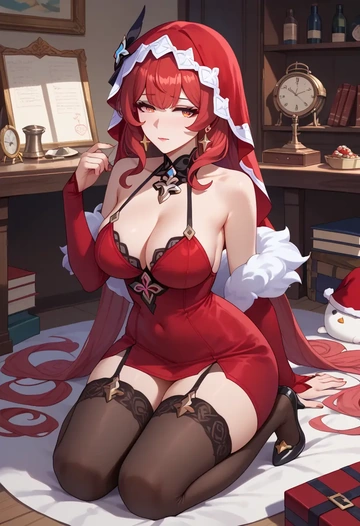 star rail,black swan,Christmas,sexy, stockings,  - AI generated anime art